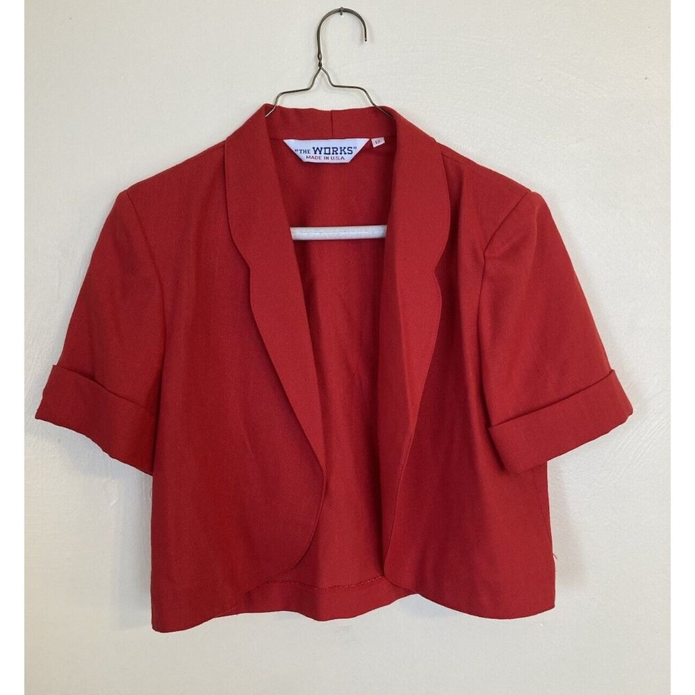Vintage 1980's The Works Red Polyester Half Sleeve Short Lightweight Blouse